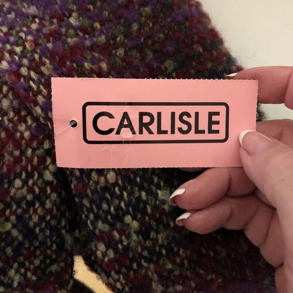 Carlisle Womens Jacket Burgundy Black Abstract Velvet Lined Collar Vintage 4 New - Picture 11 of 12